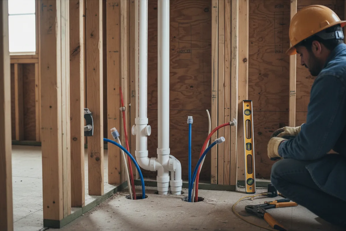 Drain and supply rough-in during Drain Cleaning in El Dorado