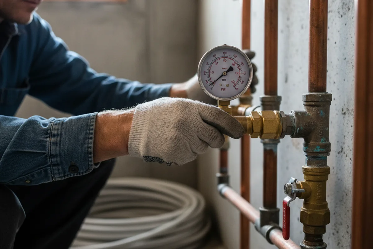 Pressure testing a repaired line during Water Line Repair in El Dorado